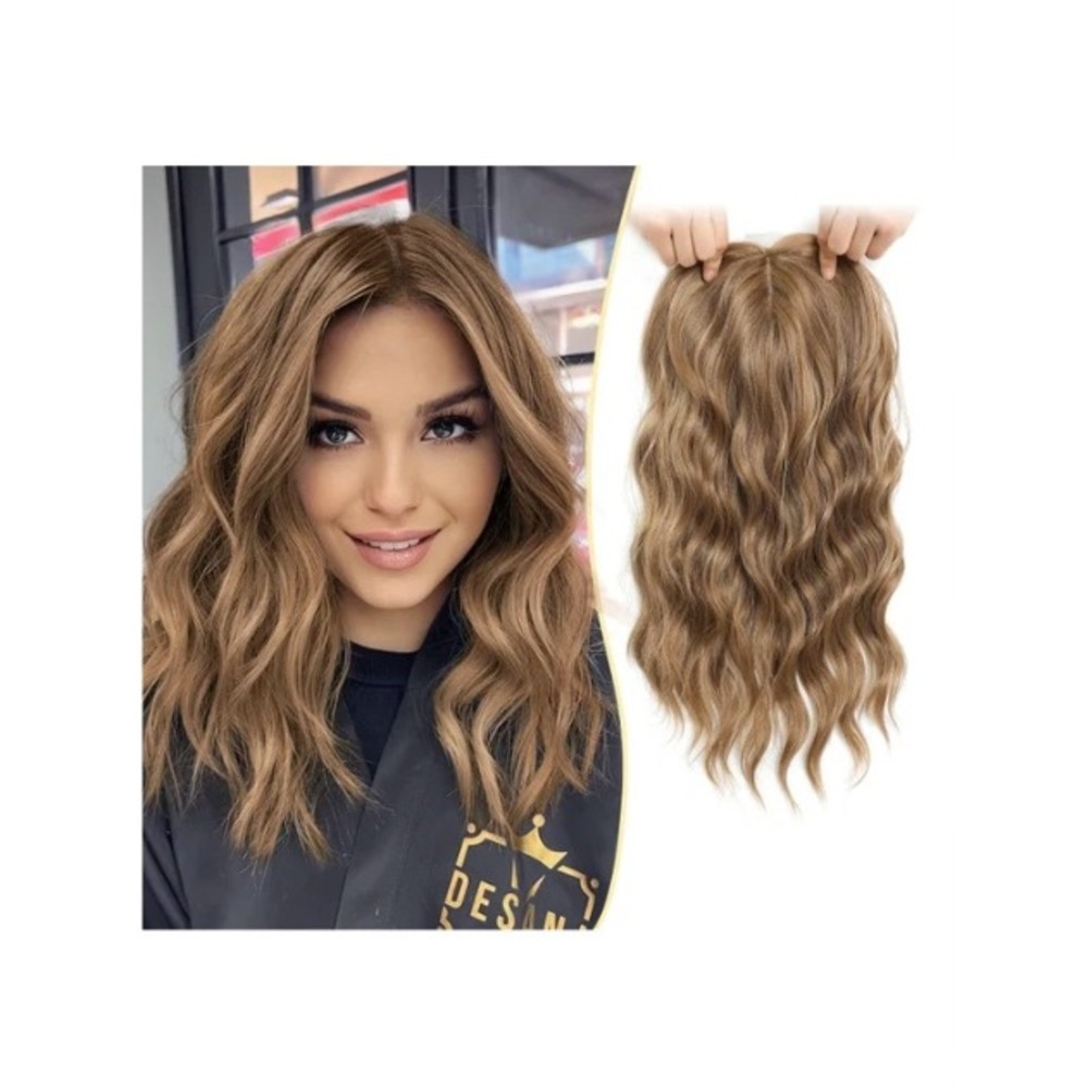 Ms Taj 16 Inch Clip In Hair Topper Wavy Synthetic Blonde Hairpiece Silk Base